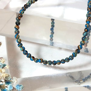 4mm Blue Malachite necklace, energetic jewel, malachite necklace, malachite jewel, malachite semi-precious stone, therapeutic necklace.