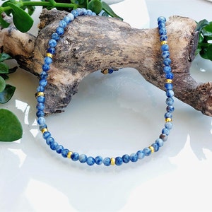 4mm sodalite, Sodalite choker, sodalite beads necklace, sodalite therapeutic choker, throat chakra.