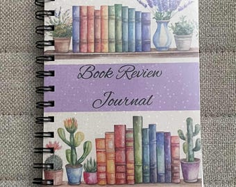 Handmade Book Review Journal 5x7– Holographic Laminated Cover, Reading Log