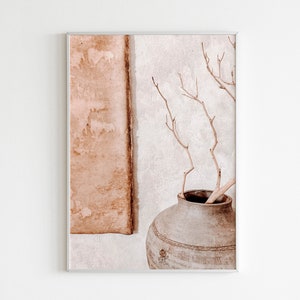 Ancient Mid Century Modern Pot Wall Decor, Modern Vase Print, Moroccan Art Print, Beige Wall Art, Terracotta Pot Print,Minimal Vase Wall Art