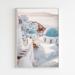 Santorini Printable Wall Art, Greece Wall Art, Mediterranean Poster, Greece Print, Pastel Wall Art, Terracotta Prints, Peachy Prints, Europe