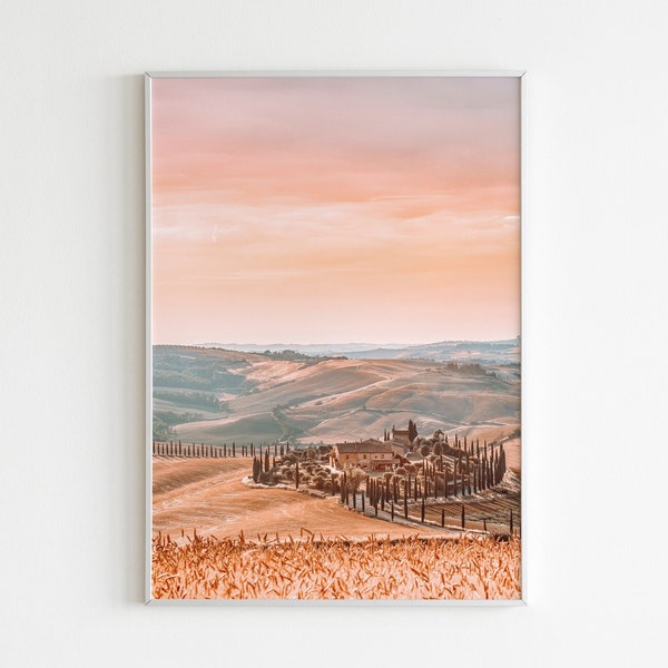 Italy Print, Tuscany Print, Italian Hills Photo Wall Art, Inspirational Italian Tuscany Sunset Wall Art, Travel Poster, Digital Download