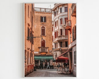 Italy Printable Wall Art, Italy Street Poster, Europe Print, Pastel Wall Art, Terracotta Prints, Street Printable Wall Art,Pastel Tone Print