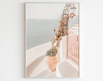 Santorini Printable Wall Art, Greece Wall Art,Mediterranean Poster,Greece Print,Pastel Wall Art,Terracotta Prints,Peachy Prints,Europe Print