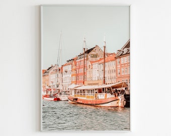 Copenhagen Printable Wall Art,Modern Scandinavian Wall Decor,Denmark Print,Nyhavn Harbour Print,Colorful Houses Prints,Pastel Tone Prints