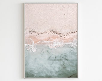 Aerial Beach Wall Art, Coastal Print,Ocean Wall Art, Seacliff Print,Landscape Beach Print,Seaside Print, Boho Beach,Ocean Waves,Peachy Print
