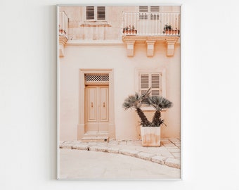 Doors and Windows Printable Wall Art,Yellow Door Wall Art,Palm Tree Print,Minimalist Print,Balcony Poster,Plant Poster,Pastel Tone Prints