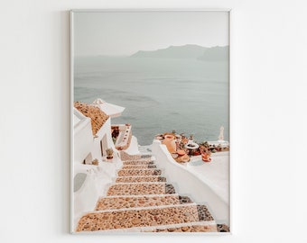 Santorini Printable Wall Art, Greece Wall Art,Mediterranean Poster,Greece Print,Pastel Wall Art,Terracotta Prints,Peachy Prints,Europe Print