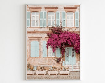 Alacati Turkey Print, Printable Wall Art, Terracotta Print, Bougainvillea Print,Sage Print, Neutral Print,Mediterranean Poster,Europe Travel