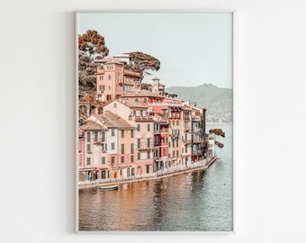 Italy Printable Wall Art,Portofino Wall Print,Europe Print,Pastel Wall Art,Terracotta Prints,Colorful Houses Prints,Pastel Tone Prints,