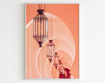Moroccan Lamp Wall Art, Arches Poster, Architecture Print, Minimalist Photo, Above Couch Decor, Minimalist Wall Art, Architecture Wall Art