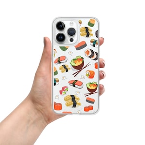 Sushi Transparent iPhone Case, Designer Phone Case, iphone 13, 14, 15, 16 Plus, Pro, Max