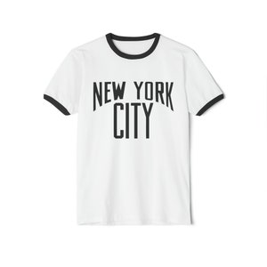 Vintage John Lennon NYC 1974 Ringer Tee, Unisex Cotton Tshirt, Retro New York City Shirt, Klasyczny Music Band Top, Prezent dla fana Beatlesów, Hippie