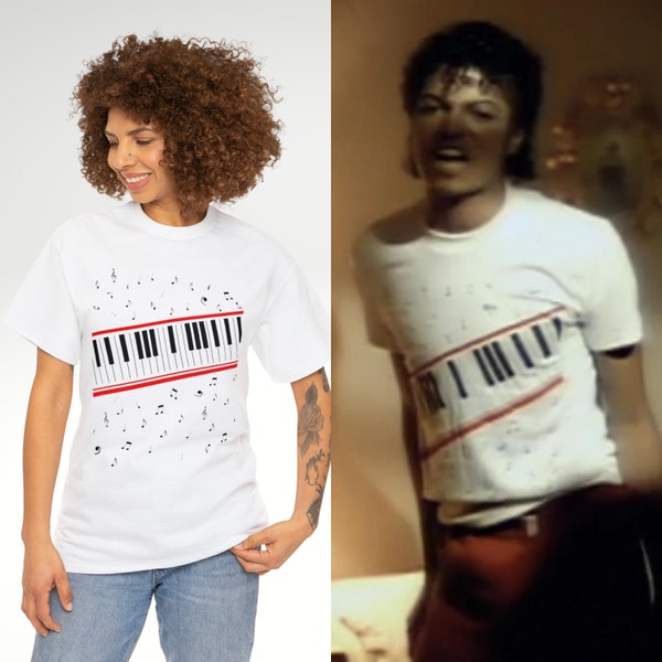 MJ Beat It Piano Tee, Retro Vintage Tshirt, Celebrity Inspired T-shirt, 80s Shirt