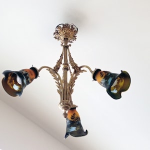 Art Nouveau chandelier signed Muller Frères Luneville