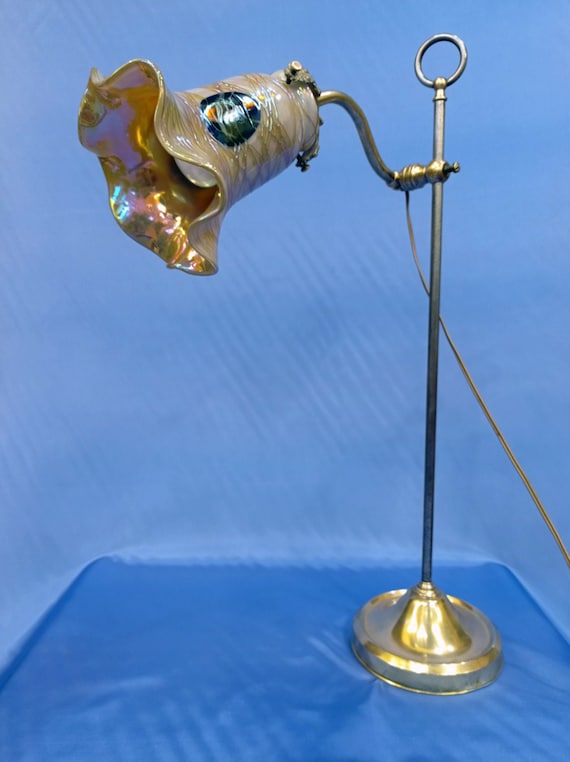 Art Nouveau Articulated Table Lamp Tulip Loetz Quezal Etsy Australia