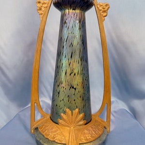 Joseph Rindskopf vase, with copper structure for Art Nouveau decoration