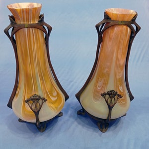 Pair of Art Nouveau Vases in Ouraline