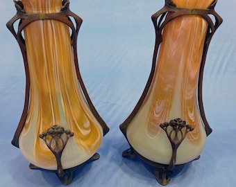 Pair of Art Nouveau Vases in Ouraline
