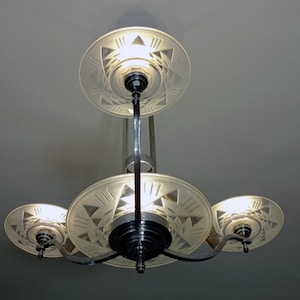 Art Deco chandelier with geometric patterns