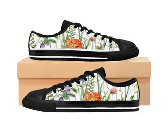 Zapatillas deportivas de lona con estampado floral, calzado informal para caminar en primavera, calzado ecológico para el jardín.