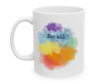 Rainbow Watercolor Ceramic Mug, Pride Gift