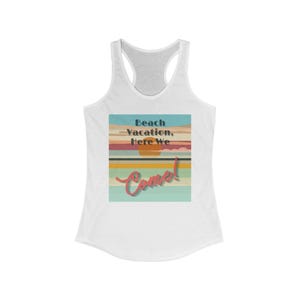 Beach Vacation Racerback Tank Top, Women&#39;s Summer Travel Shirt, Ideal Vacation Tank, Nature Preservation Shop, Stylish Workout Apparel