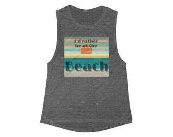 Canotta Beach Vibes – "Preferirei essere in spiaggia", abbigliamento da vacanza fluido da donna