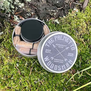 Solar Fire-Starting Kit in Metal Tin Bushcraft Gear Survival Supplies