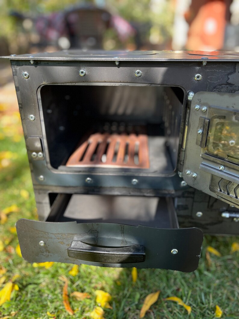Metal Camping Wood Burning Stove With Oven Camping Range Etsy