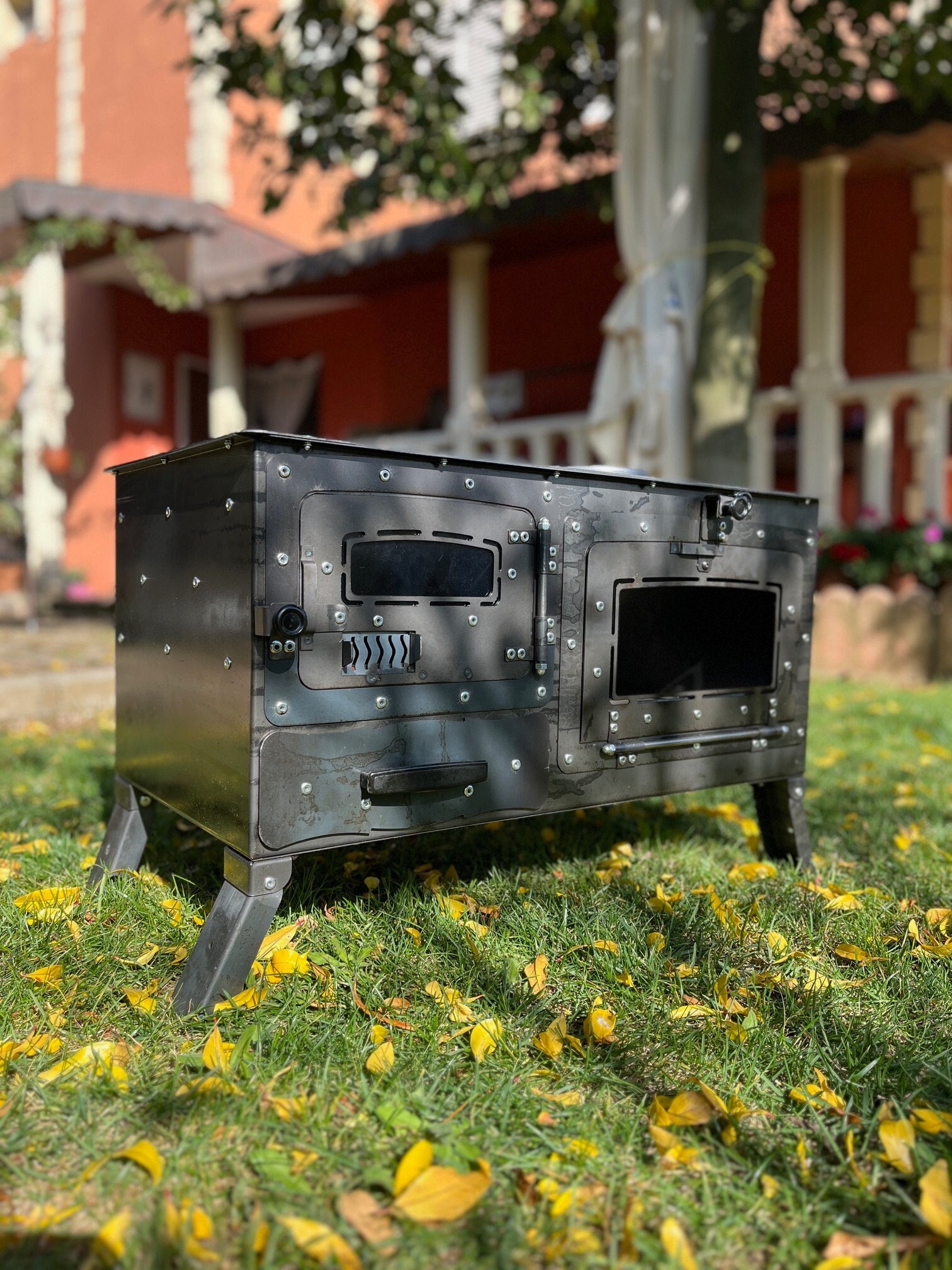 Metal Camping Wood Burning Stove With Oven Camping Range - Etsy Israel