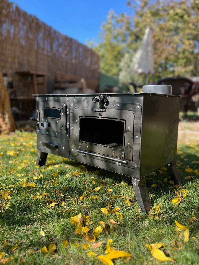 Metal Camping Wood Burning Stove With Oven Camping Range Etsy