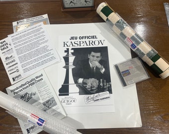 GARY KASPAROV World Chess Champion Signed Poster 11" x 17" With Free Roll Up Chess Board and Chesmaster 4000 Turbo CD