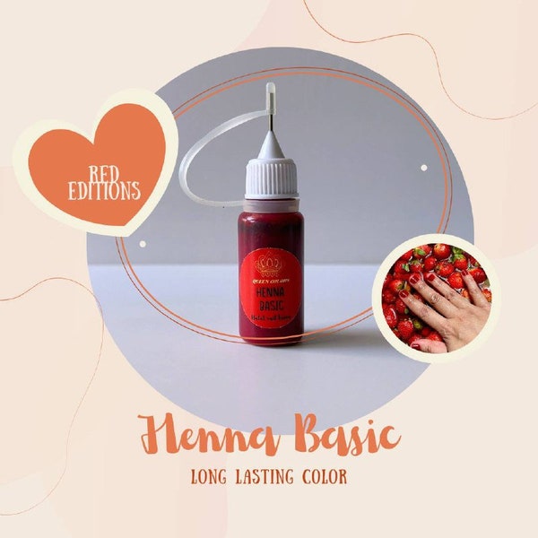 Long lasting RED Henna Nail Colour| It's Henna NOT Nail Polish | Mehndi | Breathable, Halal, Wudhu Friendly | Vegan Cruelty-free | 10ml