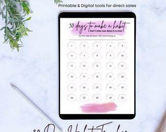 30 Day New Habit Tracker. Digital & Printable Tool for Direct Sales/MLM