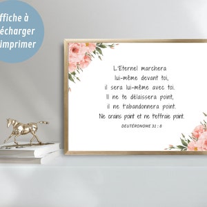 Christliches Dekor auf Französisch, christliches Geschenk, Bibelvers Deuteronomium 31V8, druckbares Poster für Rahmen, minimalistische Wandkunst