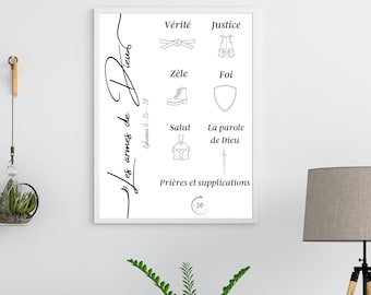 Christian Home Decor, Printable Christian Poster, Bible Verse Ephesians 6:14-18, Minimalist Wall Art, Christian Gift