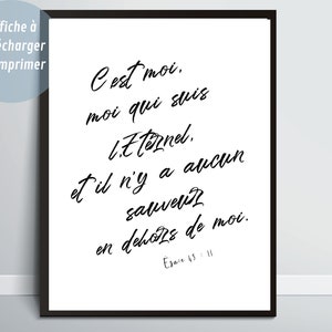 Bible Verse in French, Isaiah 43V11, Printable Poster, Christian Home Decor, Minimalist Wall Art, Christian Gift