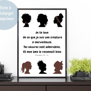 Bible Verse in French, Psalms 139V14, Printable Poster, Christian Home Decor, Minimalist Wall Art, Christian Gift