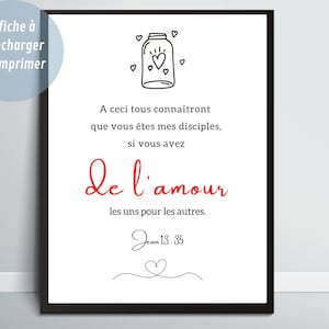 Bible Verse in French, John 13V35, Printable Poster, Christian Home Decor, Minimalist Wall Art, Christian Gift