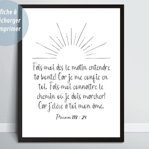 Bible verse in French, Psalms 118v24, Christian decorative poster for frame, Minimalist wall art, quote poster to print