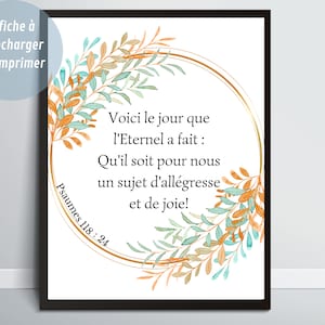 Bible Verse in French, Psalms 118V24, Printable Poster, Christian Home Decor, Floral Wall Art, Christian Gift
