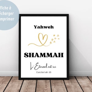 Christian Home Decor, Bible Verse in French, Jehovah(YAHWEH, Yahweh) Shammah, Printable Poster, Christian Gift, Jesus
