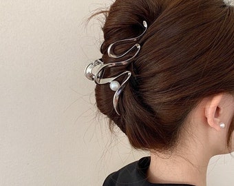 Goud/zilver metalen haarklauwclip met parel voor dik dun haar, haaraccessoires voor vrouwen en meisjes, cadeau voor haar UK