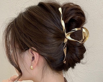 Pince à cheveux en métal doré/argenté avec design minimaliste pour cheveux fins et épais, accessoires capillaires pour femmes et filles, cadeau pour elle au Royaume-Uni