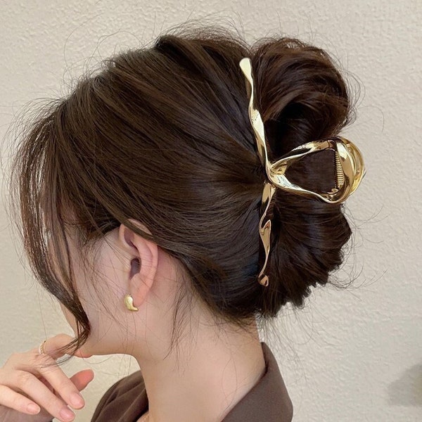 Pince à cheveux en métal doré/argenté avec design minimaliste pour cheveux fins et épais, accessoires capillaires pour femmes et filles, cadeau pour elle au Royaume-Uni