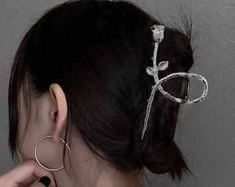 Clip de garra de metal para el cabello con diseño vintage French Twist Rose para cabello grueso y fino, accesorios para el cabello para mujeres y niñas, regalo para ella Reino Unido