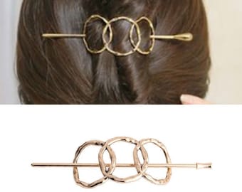 Minimalist Gold/Silver Hairpin, Hair Slide, Geometric Hair Clip, Barrette Hair Bun Holder, Hair stick, Hair Accessories For Women and Girls