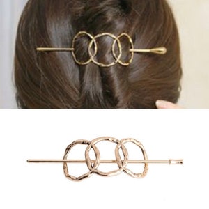 Minimalist Gold/Silver Hairpin, Hair Slide, Geometric Hair Clip, Barrette Hair Bun Holder, Hair stick, Hair Accessories For Women and Girls