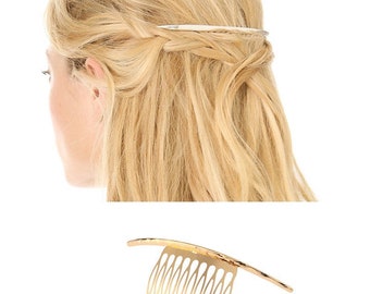 Minimalist Gold/Silver Crescent Hair Comb, Bridal Hair Comb, Wedding Hair Comb, Hair Accessories for Women, Antique Metal Hair Clip